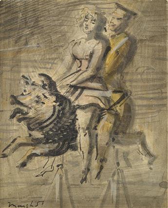 REGINALD MARSH A Couple on a Carousel Ride.